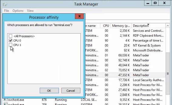 automated trading, set affinity for optimum performance